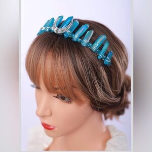 Raw Crystal Quartz Headband & Hair Comb,Clear Crystal Headband Quartz